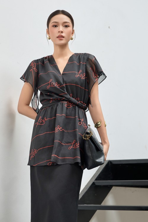 Sixdo Black Organza Blouse